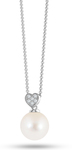 Win a Freshwater Cultured Pearl Heart Drop Pendant with Diamond in Silver from Angara