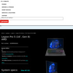 Legion Pro 5 16″ Gen 8 Laptop: Ryzen 7 7745HX, Nvidia 4060, WQXGA IPS 240Hz, 16GB RAM, 1TB SSD $2249 Delivered @ Lenovo