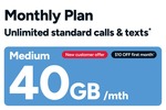Kogan Mobile Medium 40GB $25 Per Month Prepaid Plan: First Month $15 with eSIM or SIM Card Delivered (New Customer Only) @ Kogan