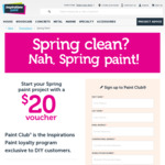 Free $20 Voucher for New Paint Club Members (Free to Join), No Minimum Spend, for in-Store Use Only @ Inspirations Paint