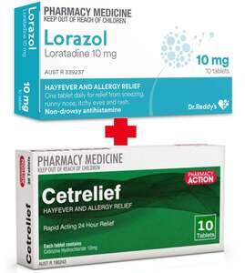 10x Hayfever Relief Loratadine 10mg + [Short Dated] 10x Cetirzine 10mg $6.99 Delivered @ PharmacySavings