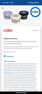 Collect 1 Free Brancourts Cottage Cheese in Store at Coles @ Flybuys (Activation Required)