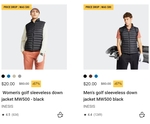 Golf Sleeveless Down Jacket $20 (67% off, Selected Color/Size) + Delivery ($0 C&C/ in-Store/ $150 Order) @ Decathlon