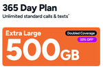 Kogan Mobile Prepaid Plan Extra Large 365 Days Flex 500GB $199 (Was $300) @ Kogan