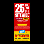 25% off Sitewide (with Exclusions), $5 Credit for Every $100 Spent for Club Members @ Supercheap Auto (Online Only)