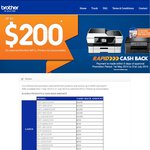 Brother Printers Selected Models Cash Back ($30 to $200)