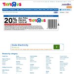 20% off Full Priced Toys @ Toys R Us (Some Exclusions) 01/08 - 03/08