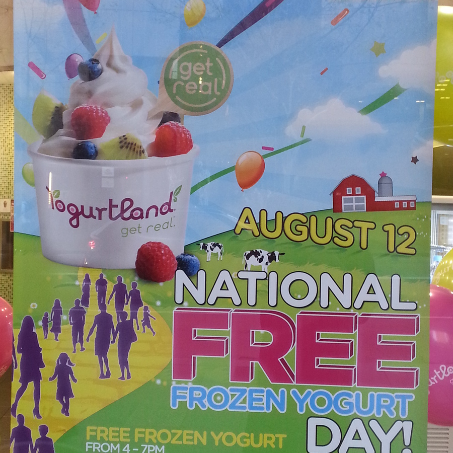 FREE Yogurtland Frozen Yogurt => 12th August 47pm All Stores OzBargain