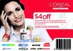 Voucher - $4 off any L´Oréal Paris Skincare product