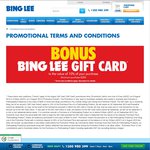 Bing Lee Gift Card to The Value of 10% of Purchase When over $200