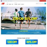 $30 off $100 Min Spend or 30% off @ New Balance