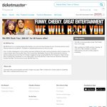 We Will Rock You Musical Tix - $69.90 for 69 Hours (+ Booking Fee) - SYDNEY