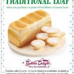 Baker's Delight: Free Loaf with Purchase of 6 Pack of Fruit Mince Pies or Lemon Tarts(RRP $9)