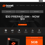 Boost Mobile $30 Prepaid Sim for $10, 5GB Data, Unlimited Calls (Standard Numbers) + Free Delivery @ Boost