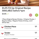 $4.95 Fill Up Original Recipe Box @ KFC (Available before 4pm)