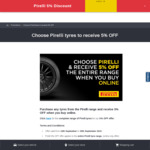 5% off Pirelli Tyres @ JAX Tyres Online