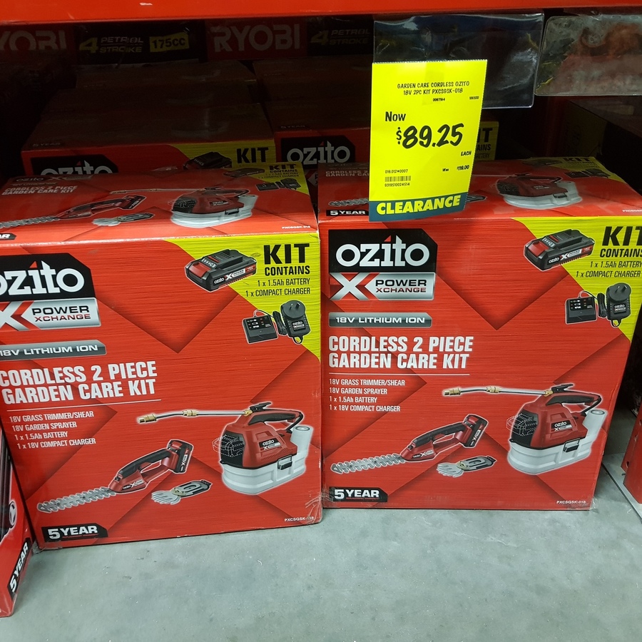 ozito pxc 2 x 18v cordless line trimmer