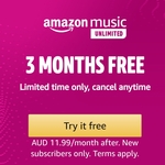 Amazon Music Unlimited, 3 Months Free (New Subs Only)