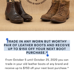 $100 off When Trading in Old Boots, $150 off When Trading in Old R.M. Williams Boots @ R.M. Williams
