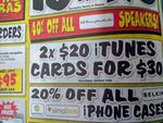 2x $20 iTunes Cards for $30 (25% off) at JB INSTORE Only
