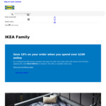 10% off Online Orders with $100 Minimum Spend @ IKEA (IKEA Family Membership Required)