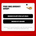 [iOS, Android] Free BBQ Brekky Roll/Medium Chips/Soft Drink ($1 App Spend/ $0 at Cashier) + More @ Hungry Jack's Shake & Win App