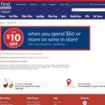 First Choice Liquor $10 off $60 Wine Purchase (Expires Today - Sunday)