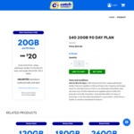 Catch Connect 20GB Prepaid Mobile Plan $20 for First 90 Days (New Customers Only, Ongoing $40 Per 90 Days) @ Catch Connect
