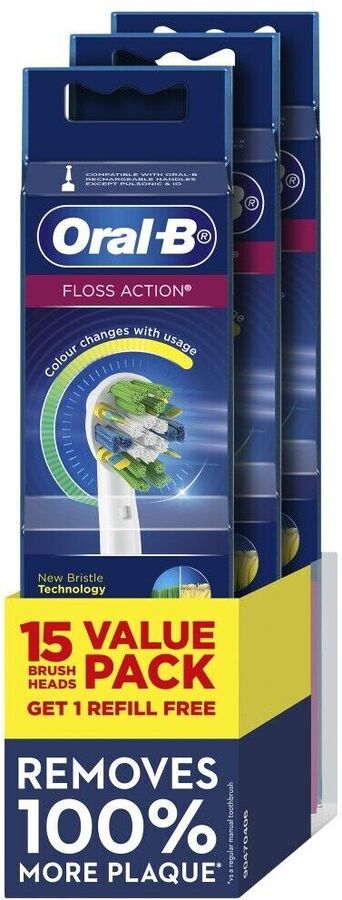 Oral-B Floss Action Electric Toothbrush Replacement Brush Head Refills ...