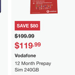 Vodafone Prepaid Starter Pack SIM (240GB, 12 Month Expiry) $119.99 ($80 off) @ Costco, in-Store (Membership Required)