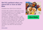 Uber Eats: $15 Cashback When You Spend $30 or More @ Westpac Extras