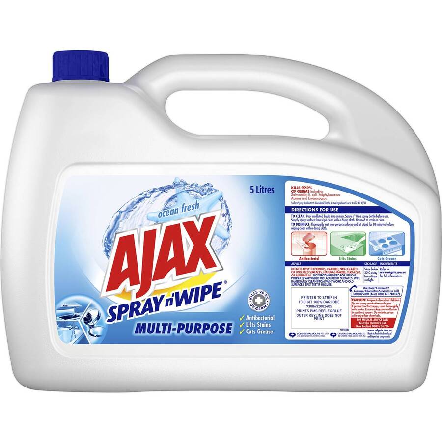 1/2 Price: Ajax Spray & Wipe Refill Ocean Fresh 5L $9 @ Woolworths ...