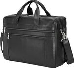 TIDING Genuine Leather Briefcase 15.6" Laptop Shoulder Bag (Black) $127 Delivered @ tidingbag-au via Amazon AU