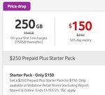 Vodafone $250 12 Months Prepaid Mobile Starter Kit for $150 Delivered (250GB for First 3 Recharges, Then 150GB) @ Vodafone