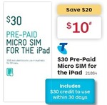 Telstra $30 Pre-Paid iPad Micro Sim Pack for $10 (April 22-June 9) Australia Post