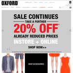 Oxford Extra 20% off Already Reduced Prices in Store and Online