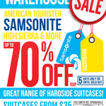 Samsonite Warehouse Sale (Suitcases from $35) - 24-28 June - Springvale, VIC