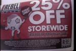 RebelSport 25% OFF Storewide, TODAY ONLY (Excluding VIC) - Extended Trading Hours