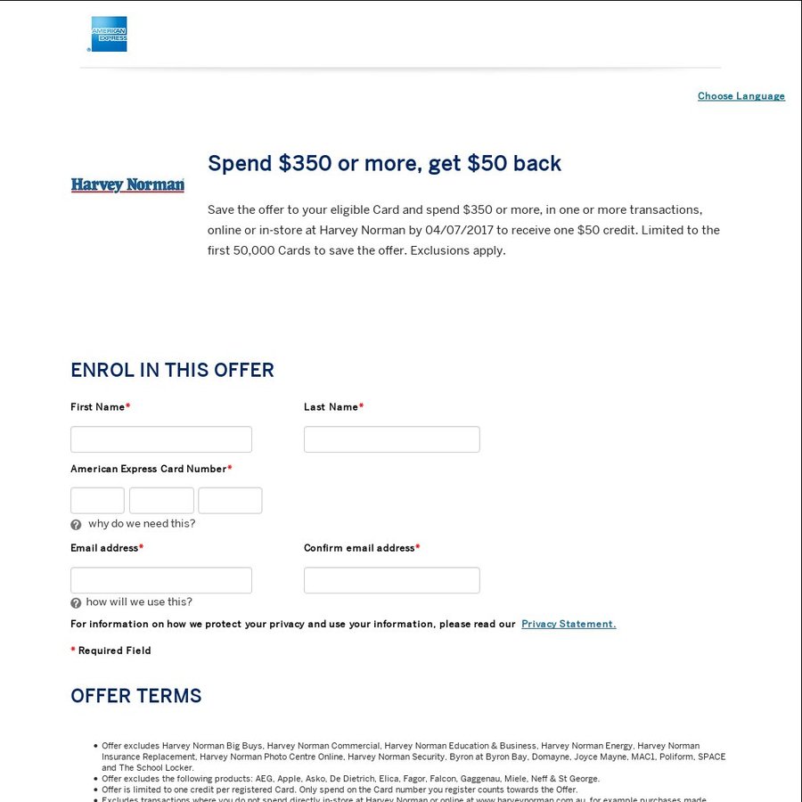 AmEx Statement Credits Harvey Norman Spend 350 Get 50 Credit OzBargain amex-statement-credits-harvey-norman-spend-350-get-50-credit-ozbargain