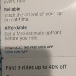 Uber: First 3 Rides - 40% off The First $25 of The Fare (ie. Up to $10 off Each of The First 3 Rides) (New Users Only)