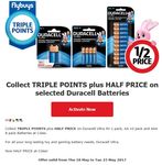 Flybuys - Triple Points Plus Half Price on Selected Duracell Batteries
