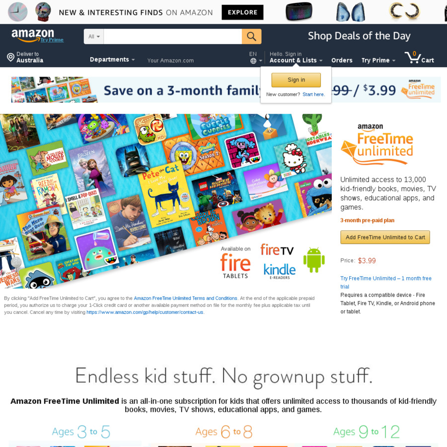 3 month amazon freetime unlimited family subscription us 3 99 au 5