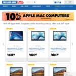 10% off Apple Mac Computers @ The Good Guys
