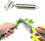 Herb Scissors Stainless Steel with 5 Blades + Cleaning Comb + Vegetable Peeler $0.99 + Post (Free with Prime/$49 Spend) @ Amazon