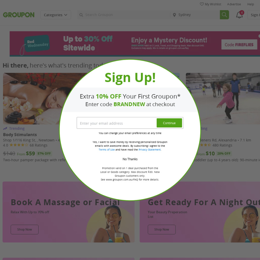10 off Sitewide (Code) Groupon + 18 Cashback for Local & Travel, 8