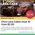 Choc Lava Cake $2 (Max 4 Per Order) @ Domino's Pizza (Selected Stores)