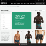 40% off Trunks + $5.95 Delivery ($0 for Members/ $49 Order), Stacks with 20% ShopBack Cashback ($25 Cap, 26/3 1-7pm) @ Bonds
