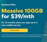 Optus 5G SIM Only Plan 100GB $39/Month for 12 Months ($59/M Ongoing, Tertiary Student Email Address Required) @ Optus
