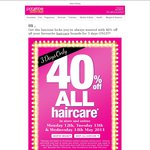 40% off Hair Care @ Priceline Monday 12th to Weds 14th