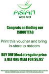 Asian Wok Box - Buy One Meal ($11.95) and Get The Second Meal for $6.95 (TAS)